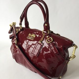 Coach Madison Sophia Crimson Red Patent Satchel